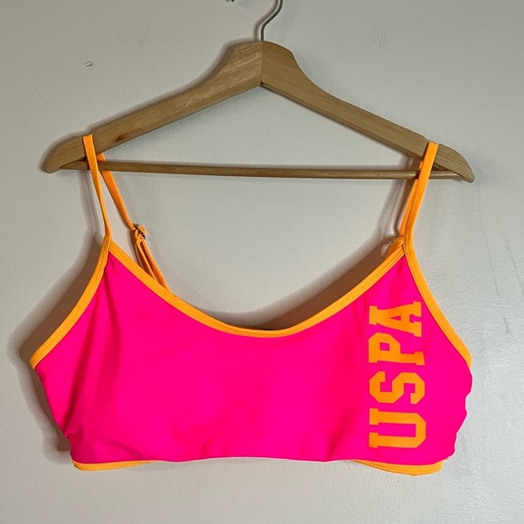 U.S. Polo Assn. Neon Pink & Orange Sports Bra Bikini Top XL - Picture 15 of 16